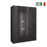 Vitrine de salon 2 portes gris brillant design moderne 121x166 cm Ego Rt Vente
