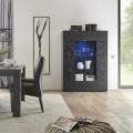 Vitrine de salon 2 portes gris brillant design moderne 121x166 cm Ego Rt Promotion