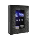 Vitrine salon 2 portes gris brillant design moderne 121x166cm Ego Rt Remises