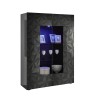 Vitrine de salon 2 portes gris brillant design moderne 121x166 cm Ego Rt Remises