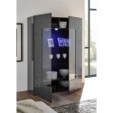 Vitrine salon 2 portes gris brillant design moderne 121x166cm Ego Rt Choix
