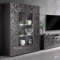 Vitrine de salon 2 portes gris brillant design moderne 121x166 cm Ego Rt Modèle