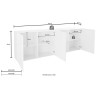 Buffet moderne 4 portes blanc brillant 241 cm Prisma Wh XL Dimensions