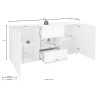 Buffet 2 portes 2 tiroirs 181cm design blanc brillant Prisma Wh M 