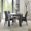 Table de salle à manger moderne grise brillante 180x90cm Uxor Prisma Remises