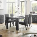 Table de salle à manger moderne grise brillante 180x90cm Uxor Prisma Réductions
