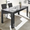 Table de salle à manger moderne gris brillant 180x90 cm Uxor Prisma Promotion