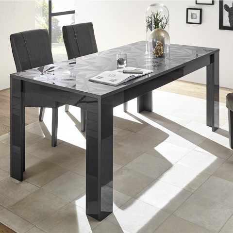 Table de salle à manger moderne gris brillant 180x90 cm Uxor Prisma Promotion