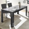 Table de salle à manger moderne grise brillante 180x90cm Uxor Prisma Promotion