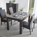 Table à manger extensible 90x137-185cm gris brillant Plus Prisma Promotion