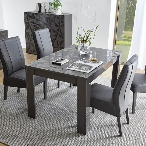 Plus Prisma Gloss Grey Table à manger à rallonge 90x137-185cm Promotion