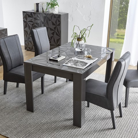 Table à manger extensible 90x137-185cm gris brillant Plus Prisma Promotion
