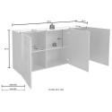 Buffet de séjour cuisine blanc brillant 3 portes Prisma Wh S Caractéristiques