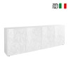 Buffet moderne 4 portes blanc brillant 241 cm Prisma Wh XL Vente