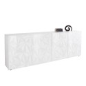 Buffet moderne 4 portes blanc brillant 241 cm Prisma Wh XL Remises