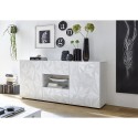 Buffet 2 portes 2 tiroirs 181cm design blanc brillant Prisma Wh M Dimensions