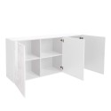 Buffet de séjour cuisine blanc brillant 3 portes Prisma Wh S Remises
