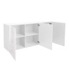 Buffet de séjour cuisine blanc brillant 3 portes Prisma Wh S Remises