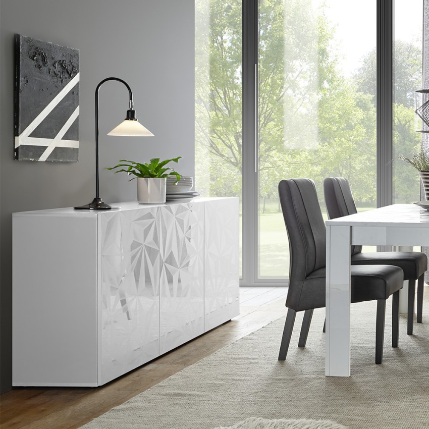 Buffet de séjour cuisine blanc brillant 3 portes Prisma Wh S Promotion Buffet de séjour cuisine blanc brillant 3 portes Prisma Wh S Promotion