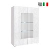 Vitrine moderne blanche brillante 2 portes en verre salon 121x166cm Ego Wh Vente