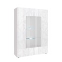 Vitrine moderne blanche brillante 2 portes en verre salon 121x166cm Ego Wh Offre
