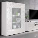 Vitrine moderne blanche brillante 2 portes en verre salon 121x166cm Ego Wh Modèle