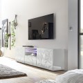 Meuble TV moderne avec 2 portes et 1 tiroir, blanc brillant Alis Wh Prisma Promotion