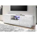 Meuble TV moderne avec 2 portes et 1 tiroir, blanc brillant Alis Wh Prisma Remises