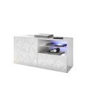 Meuble TV blanc brillant 1 porte 1 tiroir 121 cm Petite Wh Prisma Offre