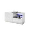 Meuble TV blanc brillant 1 porte 1 tiroir 121 cm Petite Wh Prisma Offre