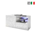 Meuble TV blanc brillant 1 porte 1 tiroir 121 cm Petite Wh Prisma Vente