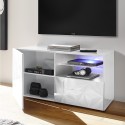 Meuble TV blanc brillant 1 porte tiroir 121cm Petite Wh Prisma Remises