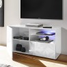 Meuble TV blanc brillant 1 porte 1 tiroir 121 cm Petite Wh Prisma Remises