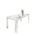 Table de salle à manger blanc brillant moderne 180x90cm Athon Prisma Offre