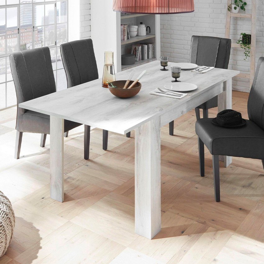Table à manger extensible en bois 90x137-185cm blanc brillant Vigo Urbino Promotion