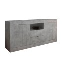 Buffet moderne salon 2 portes 2 tiroirs gris ciment Urbino Ct L Offre