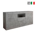Buffet moderne salon 2 portes 2 tiroirs gris ciment Urbino Ct L Vente