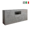 Buffet de salon moderne 2 portes 2 tiroirs gris béton Urbino Ct L Vente