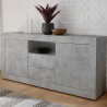 Buffet moderne salon 2 portes 2 tiroirs gris ciment Urbino Ct L Promotion