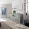 Buffet moderne salon 2 portes 2 tiroirs gris ciment Urbino Ct L Remises