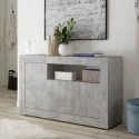 Buffet bas armoire de rangement gris ciment 3 portes Urbino Ct M Promotion