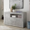 Buffet bas armoire de rangement gris ciment 3 portes Urbino Ct M Promotion