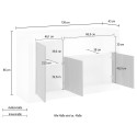 Buffet bas armoire de rangement gris ciment 3 portes Urbino Ct M Remises
