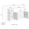 Buffet bas armoire de rangement gris ciment 3 portes Urbino Ct M Remises