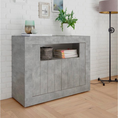 Meuble bas moderne pour séjour 2 portes gris béton Minus Ct Urbino Promotion