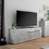 Meuble TV moderne 3 portes 138 cm effet béton Jaor Ct Urbino Promotion