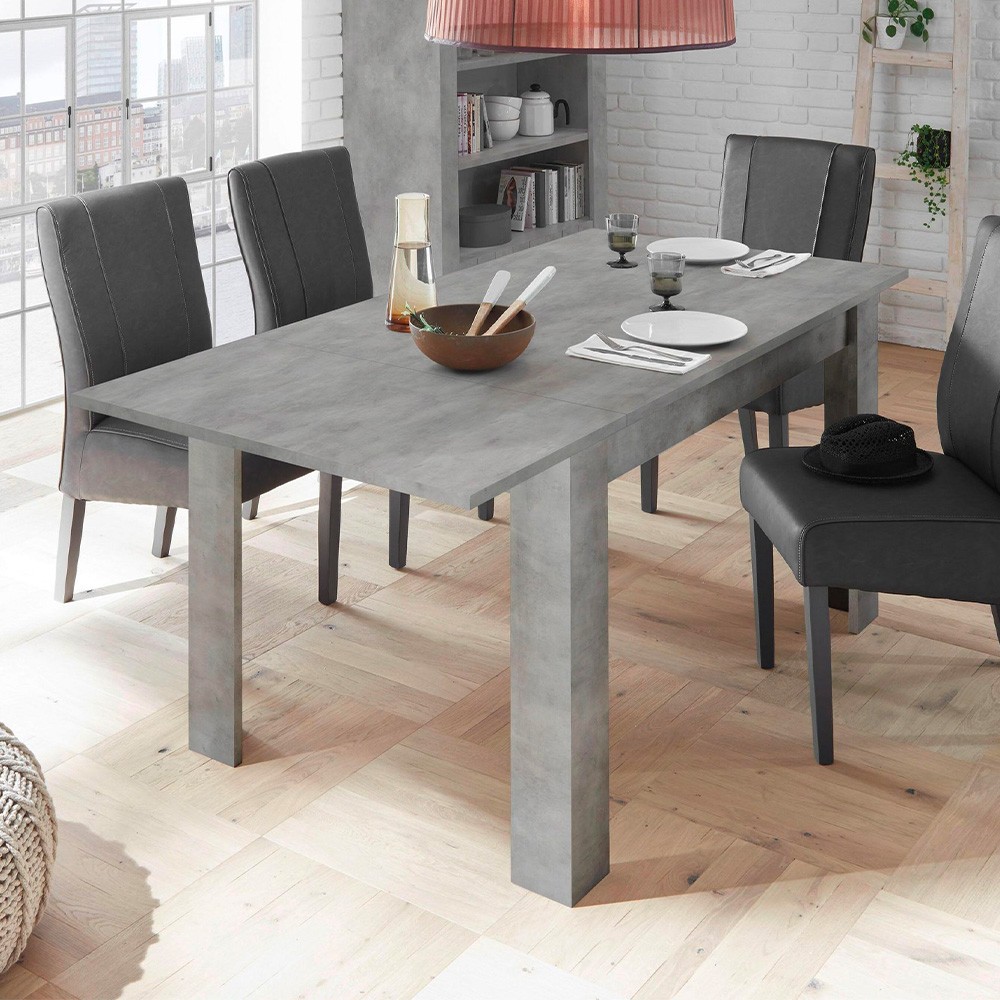 Table de repas moderne 90x137-185cm extensible en béton Fold Urbino