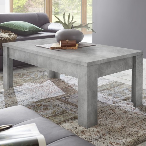 Table basse moderne salon 65x122 cm gris ciment Iseo Urbino Promotion