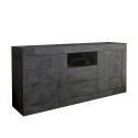 Buffet moderne noir séjour 2 portes 2 tiroirs Urbino Ox L Offre
