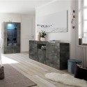 Buffet moderne noir séjour 2 portes 2 tiroirs Urbino Ox L Remises